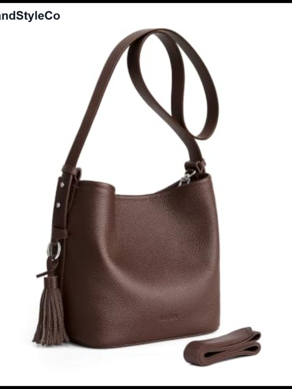 Genuine Leather Small Bucket Bag with Crossbody Strap Shoulder Purse